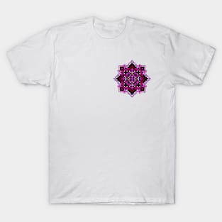small pink pocket size pixelated mandala T-Shirt